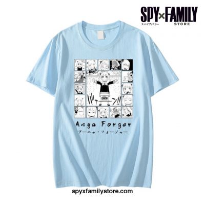 Harajuku Spy X Family Print T-Shirt Sky Blue / L