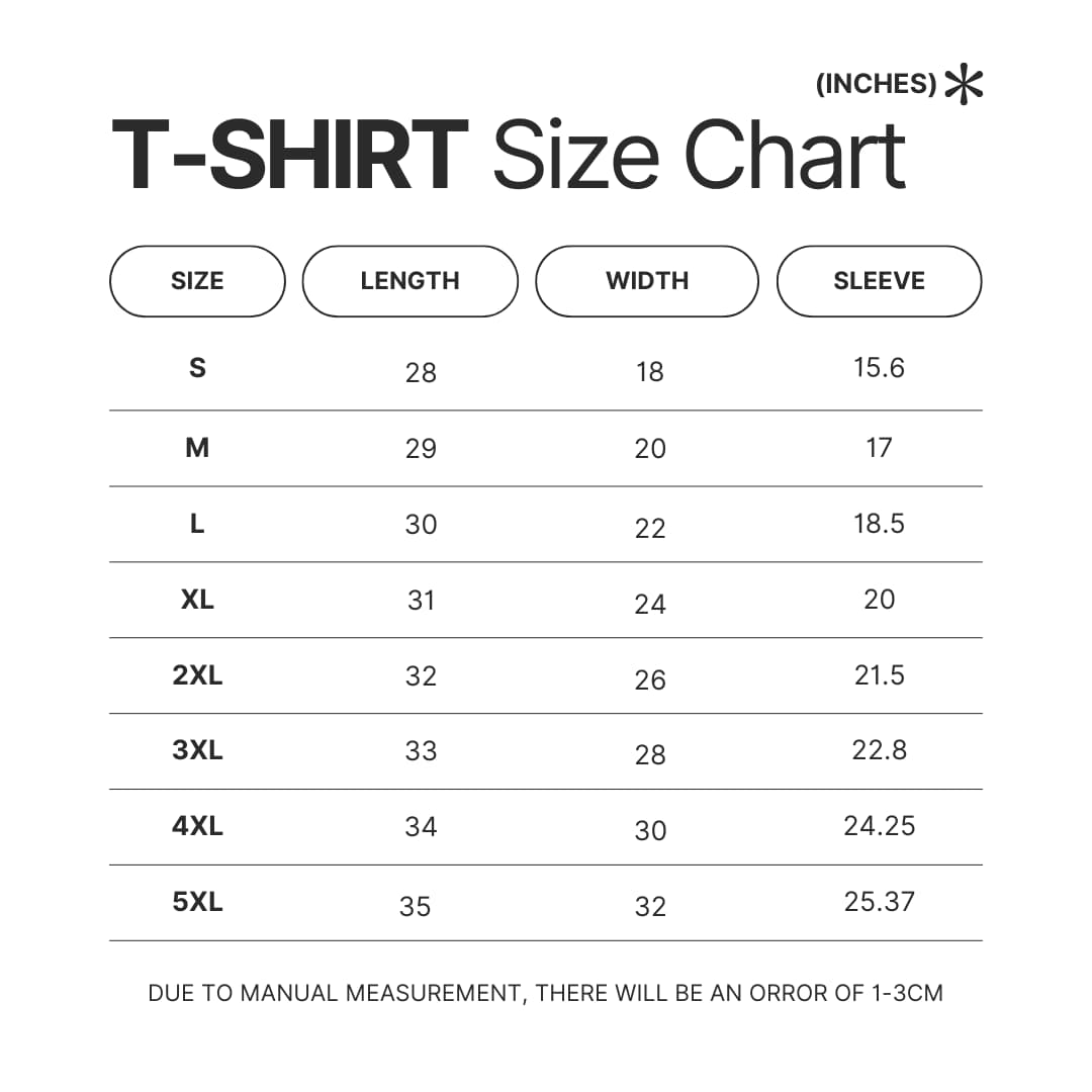 3D T shirt Size Chart - Spy x Family Store